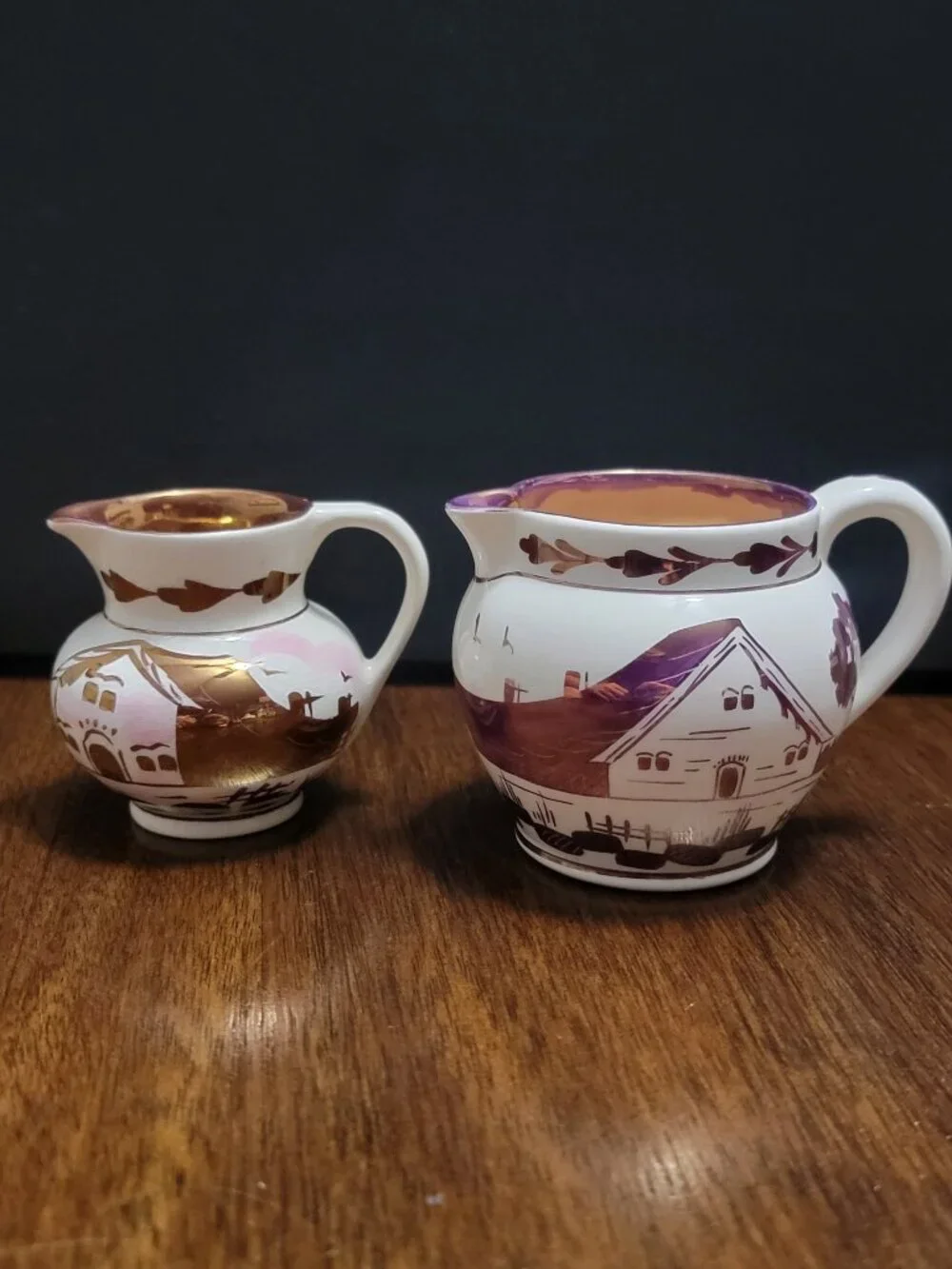 Vintage Old Castle England Lusterware Creamer Pitcher Pair – Pink Purple Village